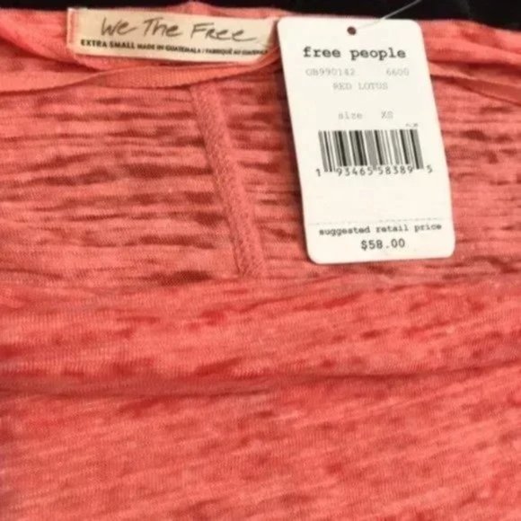 Free  People Red Lotus Tee. XS, S, L - Picture 6 of 8